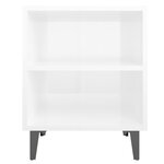 vidaXL Table de chevet avec pieds en métal Blanc brillant 40x30x50 cm