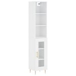 vidaXL Buffet haut Blanc brillant 34 5x34x180 cm Bois d'ingénierie