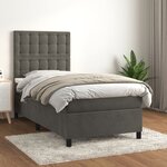 vidaXL Lit à sommier tapissier et matelas Gris foncé 80x200 cm Velours
