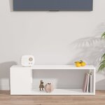 vidaXL Meuble TV Blanc 100x24x32 cm Aggloméré