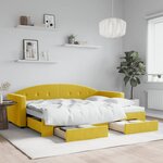vidaXL Lit de jour avec gigogne et tiroirs jaune 80x200 cm velours