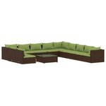 vidaXL Salon de jardin 12 Pièces avec coussins Marron Résine tressée