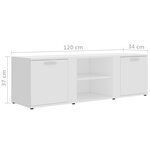vidaXL Meuble TV Blanc 120x34x37 cm Aggloméré