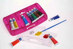 Boite en plastique de 10 tubes de Gouache de couleurs + pinceau LEFRANC BOURGEOIS