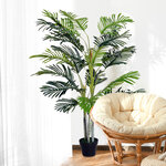 Outsunny Palmier artificiel hauteur 150 cm arbre artificiel décoration plastique fil de fer pot inclus vert