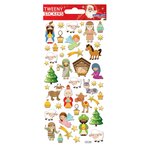 Stickers mousse 3D - Crèche de Noël à paillettes