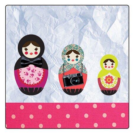 Set de 4 dessous de verres carrés poupées russes by cbkreation