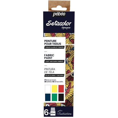 Set de 6 peintures pour tissus clairs et foncés Setacolor - 6 x 20 ml