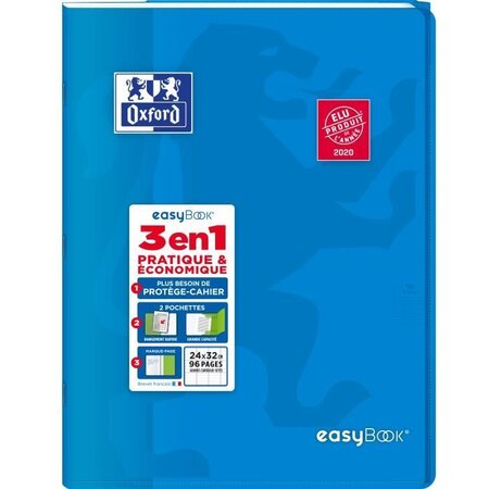 OXFORD Cahier Easybook agrafé - 24 x 32 cm - 96p seyes - 90g - Bleu