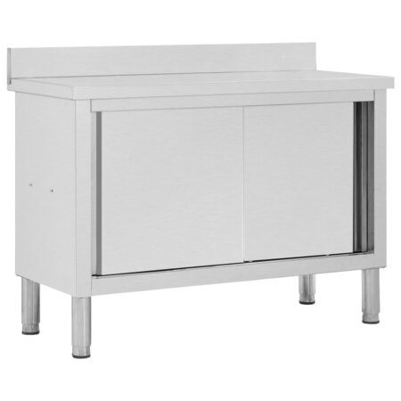 Vidaxl table de travail avec portes coulissantes 120x50x(95-97)cm inox