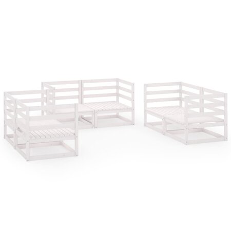 vidaXL Salon de jardin 6 Pièces Blanc Bois de pin massif