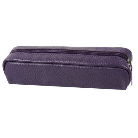Trousse fourre tout rectangle 20 x 4.5 x 6 cm cuir grainé - violet