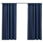 vidaXL Rideaux occultants aspect lin avec crochets 2Pièces Bleu 140x175cm