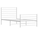 vidaXL Cadre de lit métal avec tête de lit/pied de lit blanc 100x190cm