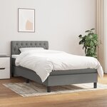 vidaXL Lit à sommier tapissier avec matelas Gris foncé 100x200cm Tissu