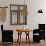 vidaXL Ensemble de salle à manger de jardin 3 Pièces Noir