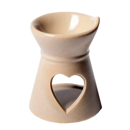 Brûle-parfum coeur en céramique beige