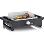 SEVERIN PG8123 Barbecue de table Style Evo 2500W - 0° a 350°C en 10 min - Bac a eau réducteur de fumée et d'odeurs - Pare-vent -Noir