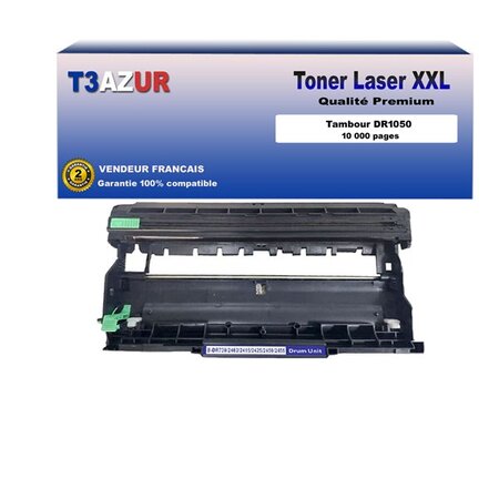 Kit tambour compatible avec brother dr1050 pour brother dcp1510  dcp1512  dcp1610w  dcp1612w - 10 000 pages - t3azur
