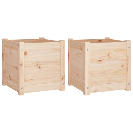 vidaXL Jardinières d'extérieur 2 Pièces 40x40x40 cm Bois de pin massif