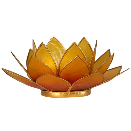 Porte bougie fleur de lotus jaune orange bord or