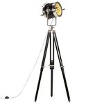 vidaXL Lampadaire à trépied Noir Bois de manguier massif 171 cm