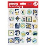 25 stickers pour calendrier de l'Avent effet bois - Paillettes dorées