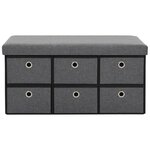 vidaXL Banc de rangement pliable Faux lin 76 x 38 x 38 cm Gris foncé