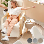 Tectake Tabouret avec coffre de rangement aspect lin YUMI - sable
