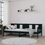 vidaXL Lit de jour noir bois de pin massif 90x200 cm