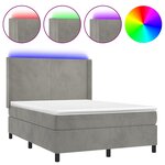 vidaXL Sommier tapissier matelas et LED Gris clair 140x190 cm Velours