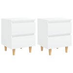 vidaXL Tables de chevet avec pieds en pin 2 Pièces Blanc 40x35x50 cm
