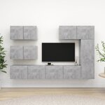 vidaXL Ensemble de meuble TV 6 Pièces Gris béton Aggloméré