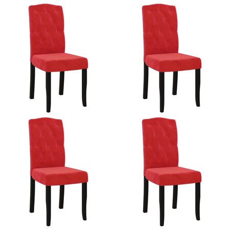 vidaXL Chaises à manger lot de 4 Rouge bordeaux Velours
