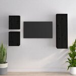 vidaXL Meubles TV 3 Pièces Noir Bois massif de pin