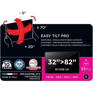 MELICONI 480866 Support mural TV pantographe Slim 400 SDRP PLUS pour TV de 32'' a 80'' (81-203 cm) + câble