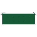 vidaXL Banc de jardin avec coussin vert 150 cm Bois de teck massif