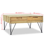 vidaXL Table basse 80 x 80 x 40 cm Teck massif