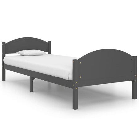 vidaXL Cadre de lit Gris foncé Bois de pin massif 90x200 cm