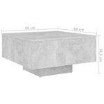 vidaXL Table basse Gris béton 60x60x31 5 cm Aggloméré