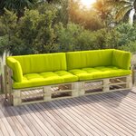 vidaXL Canapé palette 2 places avec coussins Pin imprégné de vert