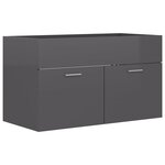 vidaXL Armoire d'évier avec lavabo intégré Gris brillant Aggloméré