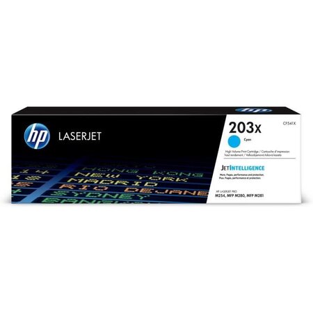 Hp 203x toner laserjet cyan grande capacité authentique (cf541x) pour hp color laserjet pro m254/m280/m281