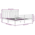 vidaXL Cadre de lit Gris Bois massif 180x200 cm Super King