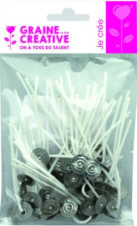 Mèche sur pied pour bougie 70 mm 50 pièces