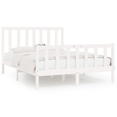 vidaXL Cadre de lit Blanc Bois massif 160x200 cm