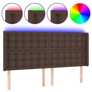 vidaXL Tête de lit à LED Marron 147x16x118/128 cm Similicuir