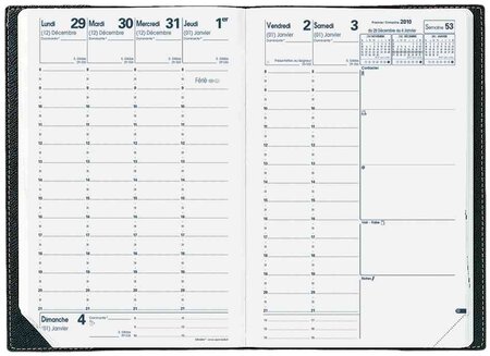 Agenda ministre couv plast grainée noir 16 x 24 cm quovadis