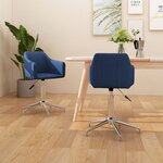 vidaXL Chaises pivotantes à manger lot de 2 bleu tissu