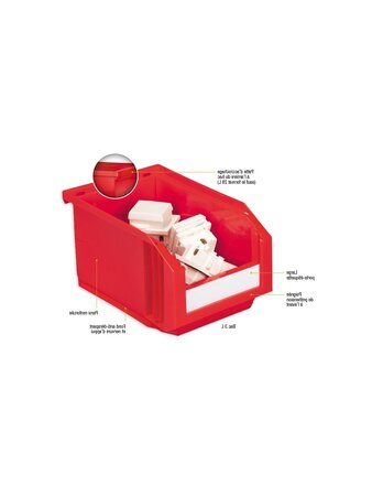 (lot   36 bacs) bac à bec plastique haute résistance rouge 230 x 150 x 125mm
